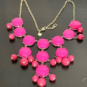 J Crew Hot pink  gold Tone Statement necklace